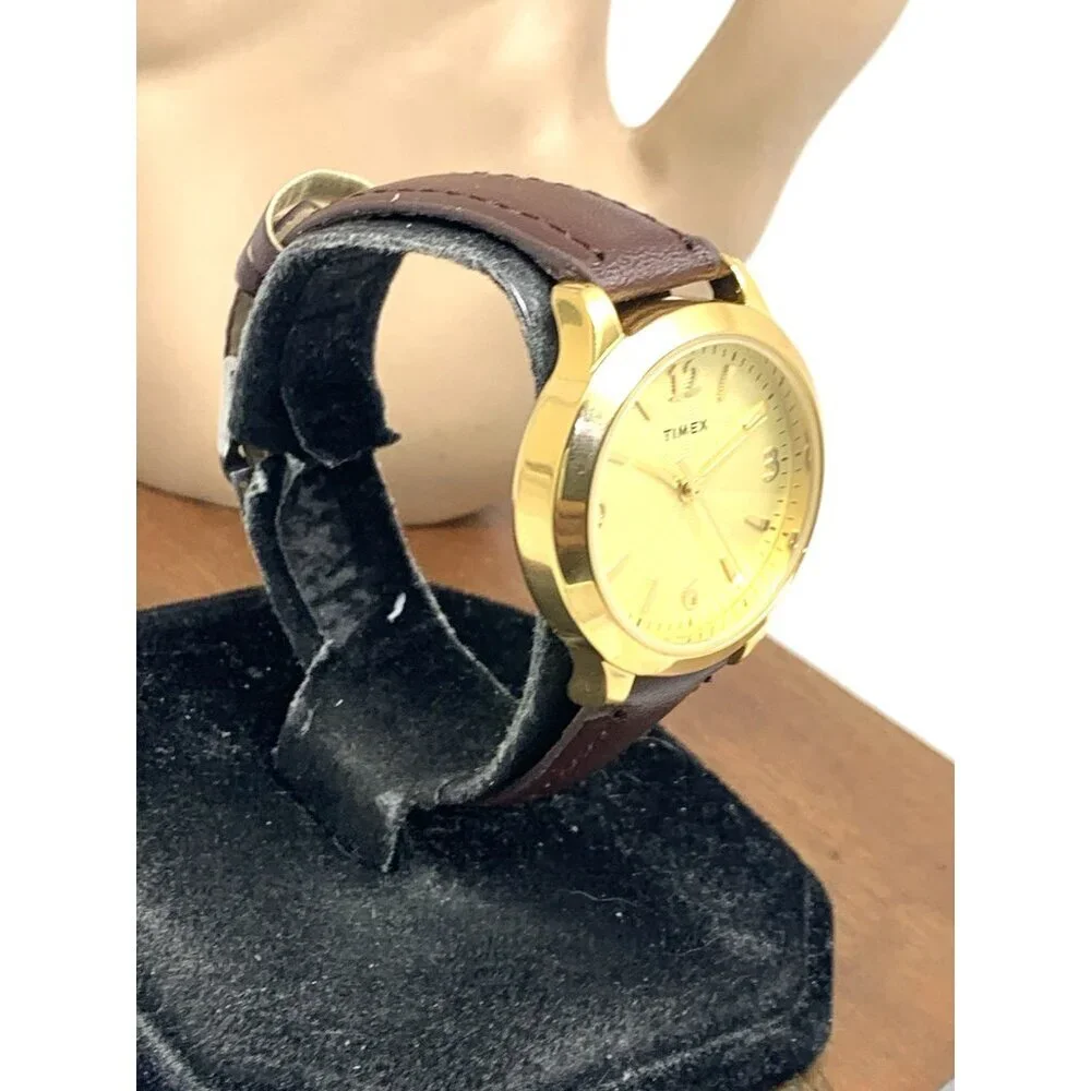 Timex Women's Watch TW2V36000 Quartz Gold Brown Leather Band 32mm
